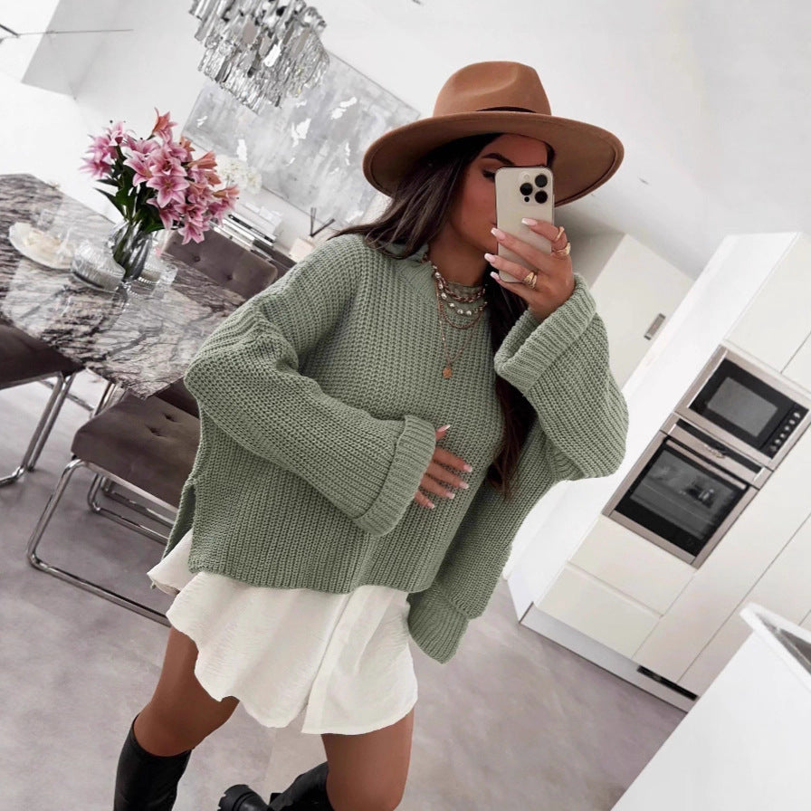 Damen oversized Strickpullover mit strukturiertem Lochdesign und lässigem Schnitt Drune