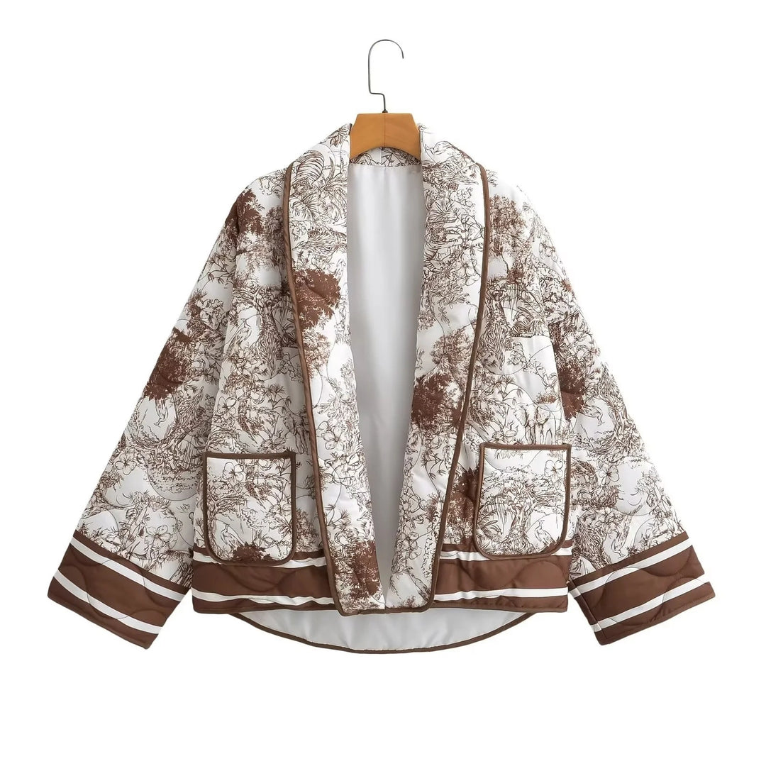 Damen Steppjacke mit floralem Design und eleganten Taschen Drune