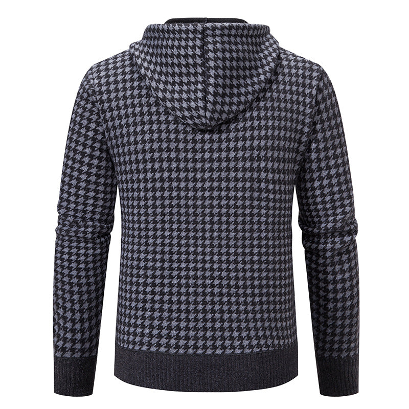 Herren elegante und bequeme Strickjacke mit Kapuze Drune