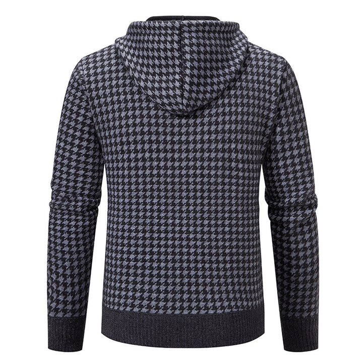 Herren elegante und bequeme Strickjacke mit Kapuze Drune