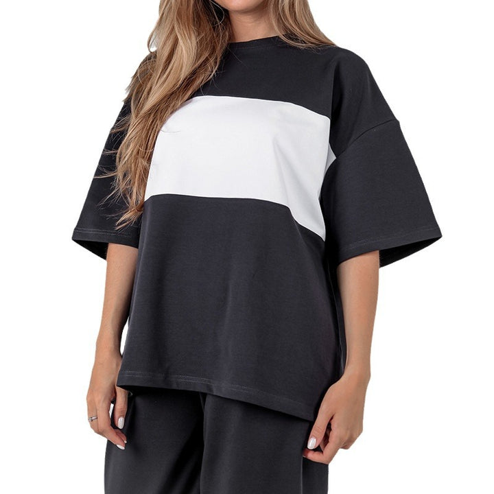 Damen modisches Loungewear-Set mit oversized Oberteil und elastischer Hose Drune