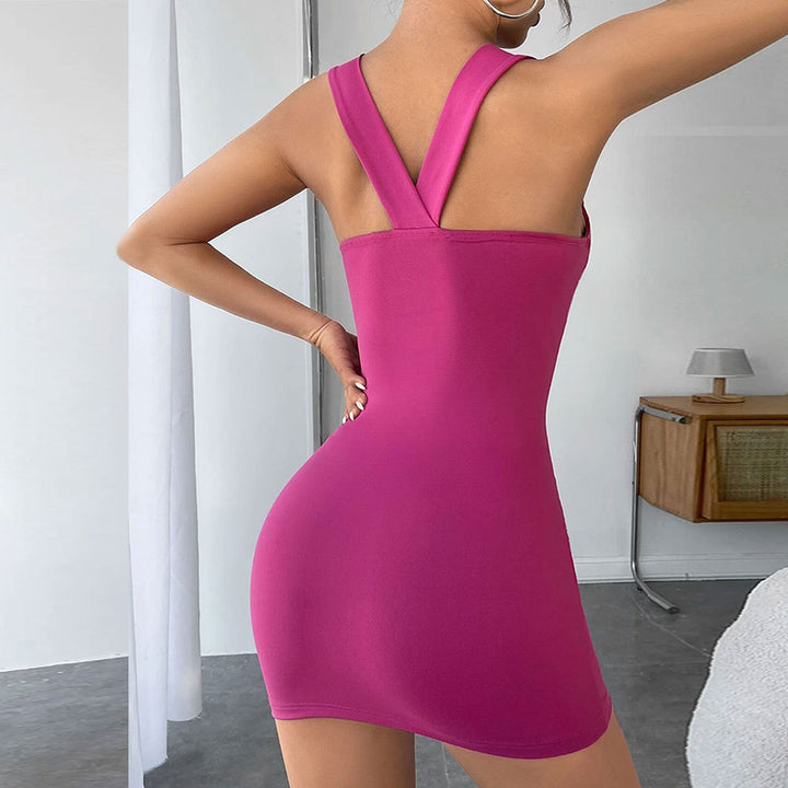 Damen figurbetontes Neckholder-Minikleid mit elegantem Drapierungsdesign Drune