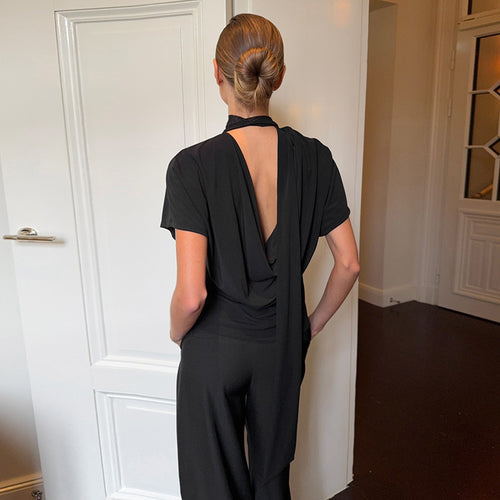 Damen Cropped Oberteil mit hochgeschlossenem Kragen und voluminösen Ärmeln Drune