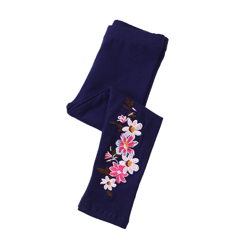 Mädchen Leggings mit floralem Stickdesign Drune