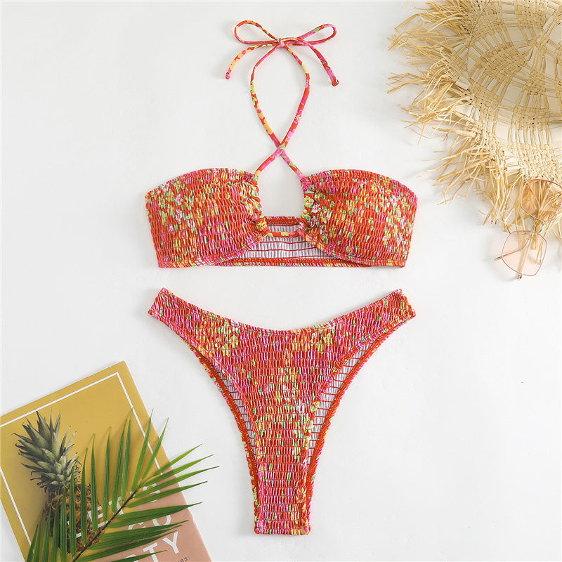 Damen Bikini-Set mit fröhlichem Wickeldesign und elastischem Bund Drune