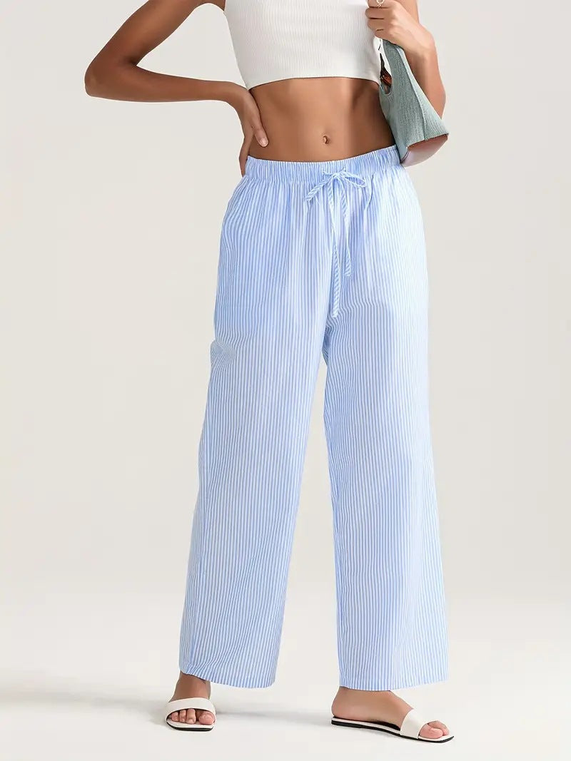 Damen Lässige Weite gestreifte Hose Drune