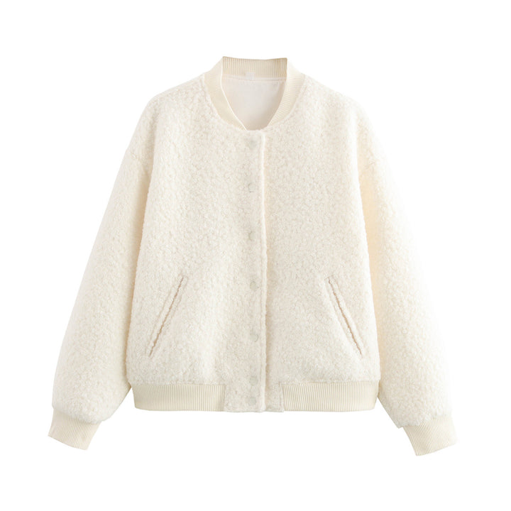 Damen Oversized Fleecejacke mit Knopfverschluss und Seitentaschen Drune