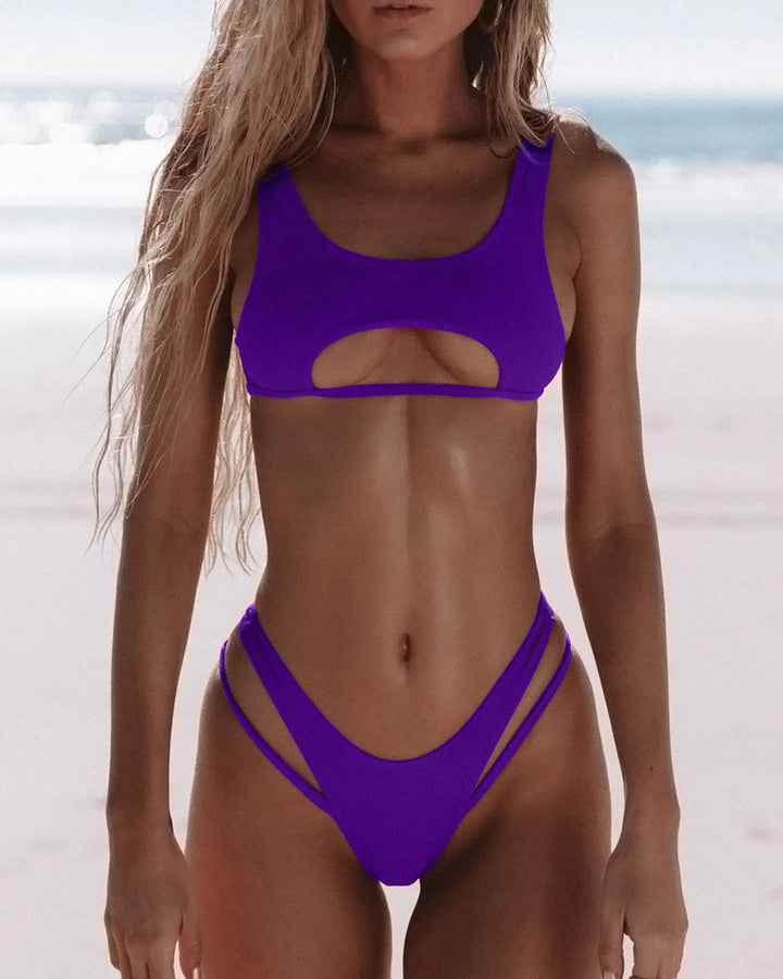 Femme Cut-Out Hochtailling Bikini Set Drune