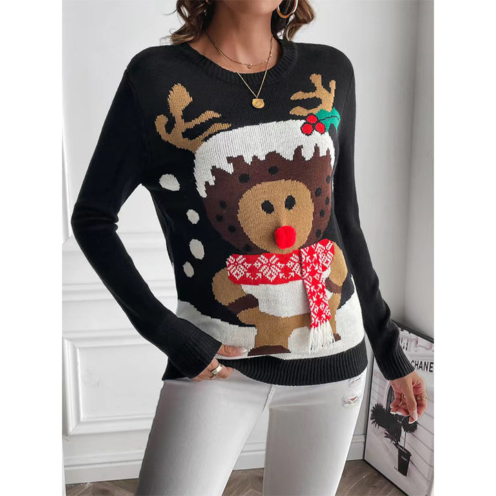 Damen Weihnachtspullover mit festlichem Rentiermotiv und hochwertiger Strickqualität Drune