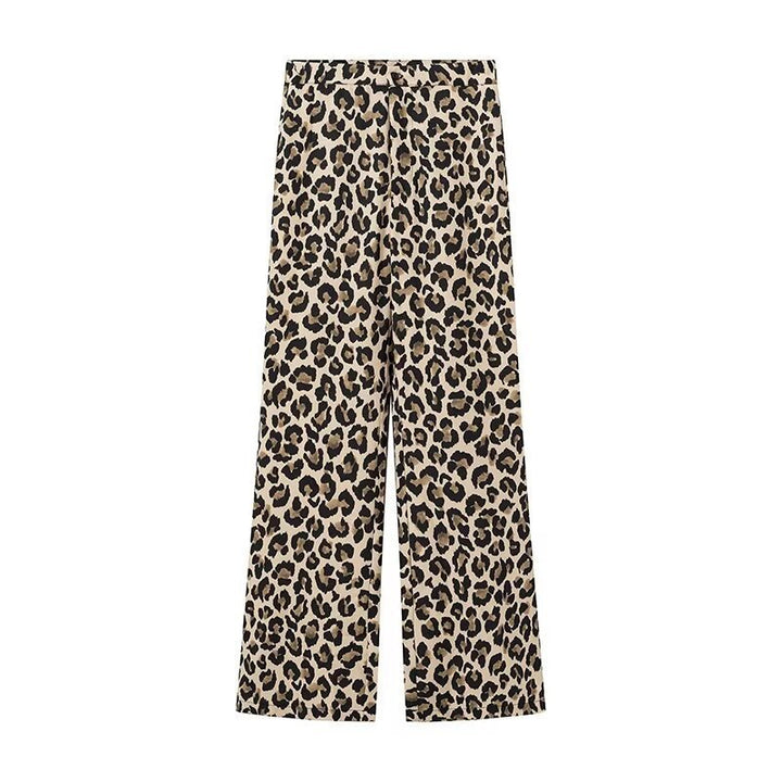 Damen Weite Leinenhose im trendigen Leopardenmuster Drune