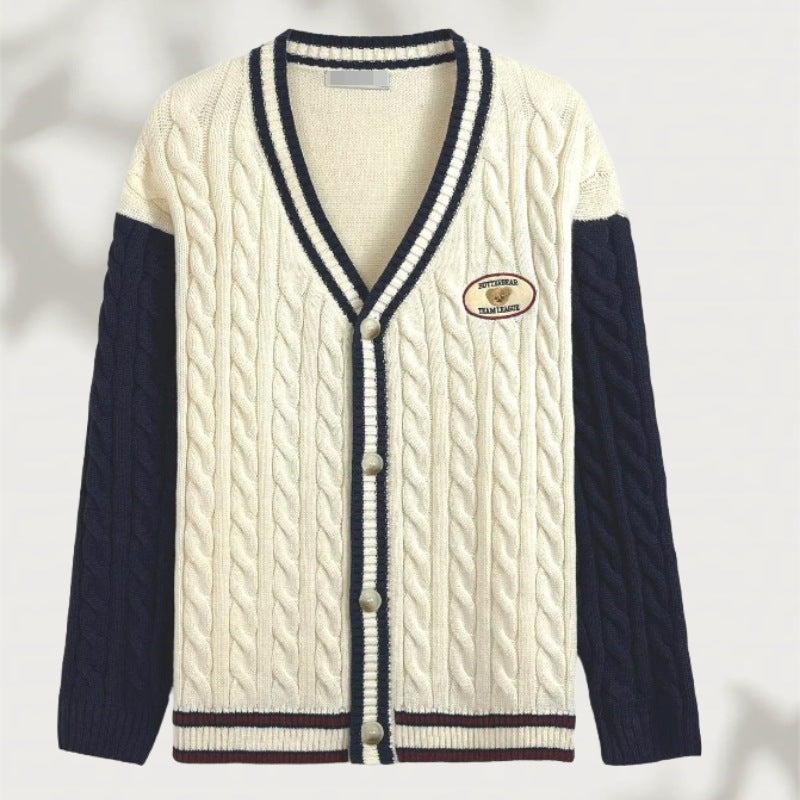 Damen Strickcardigan mit V-Ausschnitt und raffiniertem Muster Drune