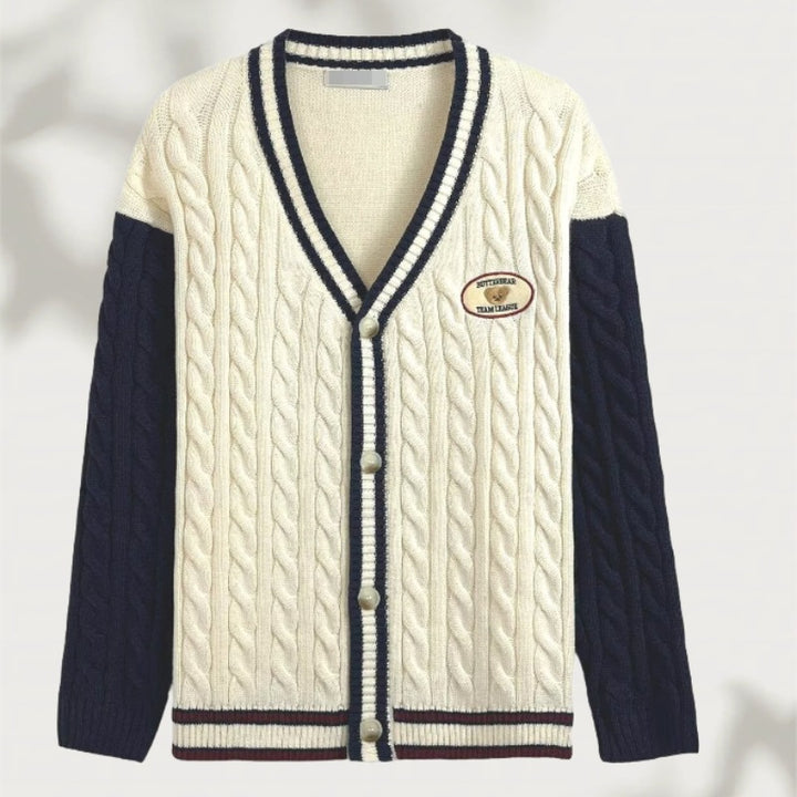Damen Strickcardigan mit V-Ausschnitt und raffiniertem Muster Drune
