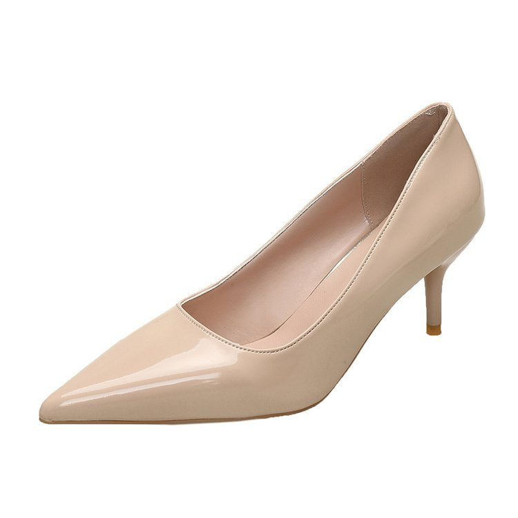 Damen Spitze High Heels mit glänzender Lackoberfläche Drune