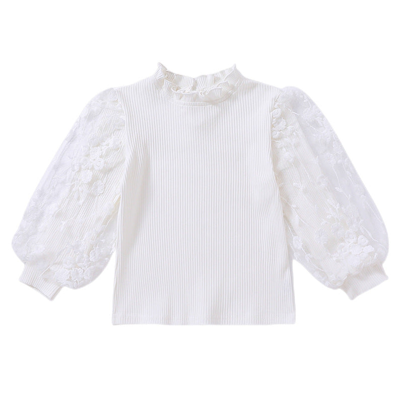 Mädchen Sweatshirt mit floralen Stickermonturen und Rüschen Drune