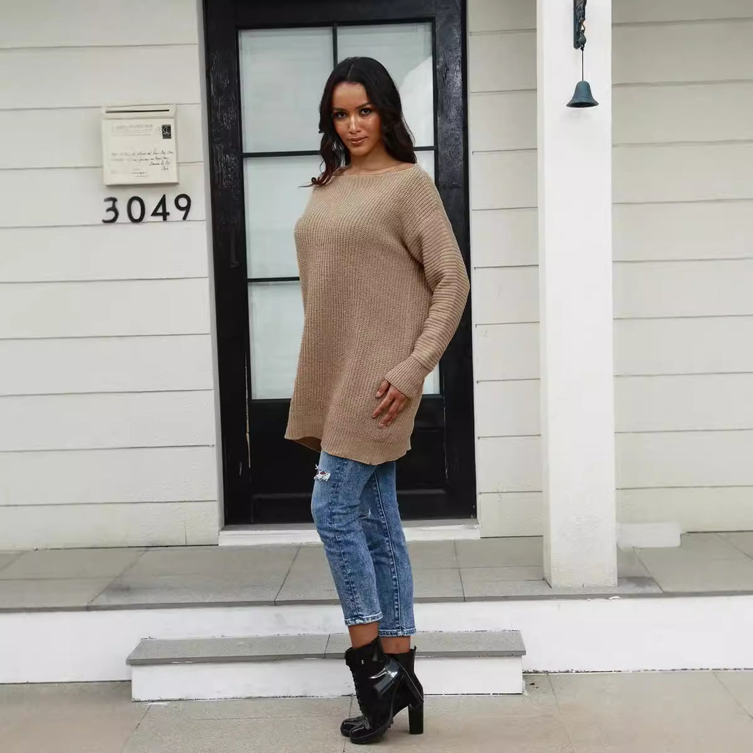 Damen Strickpullover mit weitem Schnitt und strukturierter Oberfläche Drune