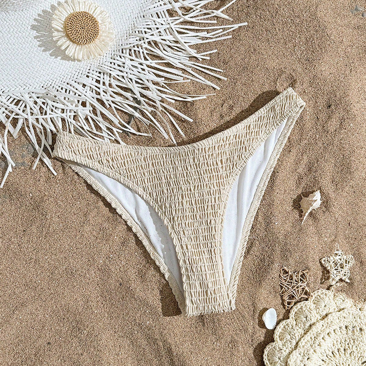 Damen hohes Beinausschnitt Bikini-Unterteil mit Raffung Drune