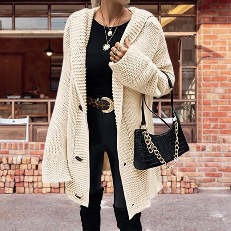 Damen Grober Strickcardigan mit weitem Schnitt und tiefen Taschen Drune