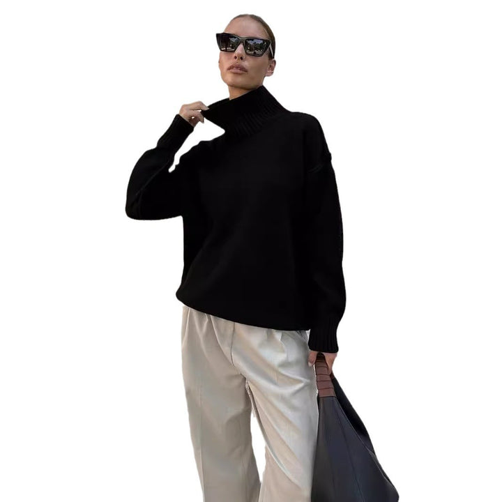 Damen Grobstrickpullover mit hohem Rollkragen und lässigem Schnitt Drune