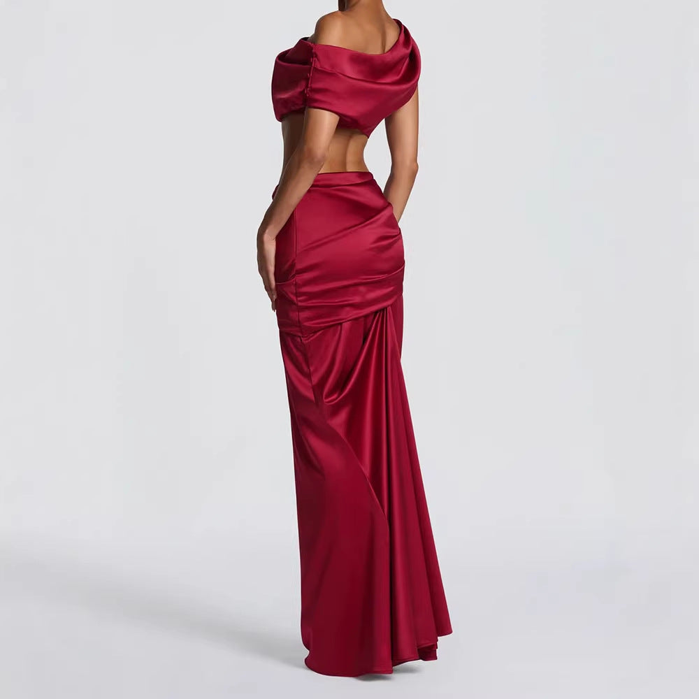 Damen Elegantes One-Shoulder Abendkleid Drune