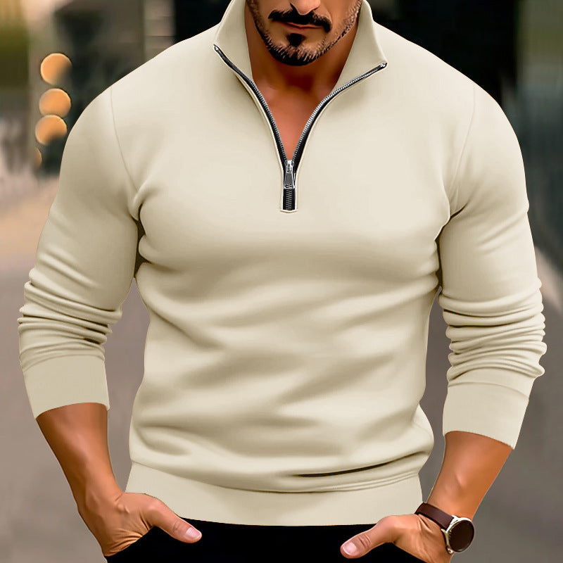 Herren Pullover mit halbem Reißverschluss und modernen Akzenten Drune