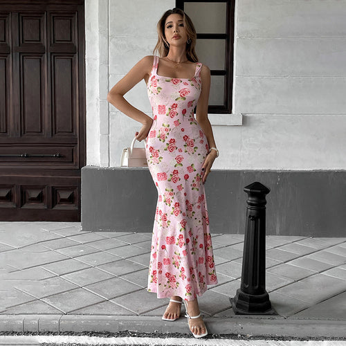 Damen Maxikleid mit Quadrat-Ausschnitt und floralem Pailletten-Design Drune