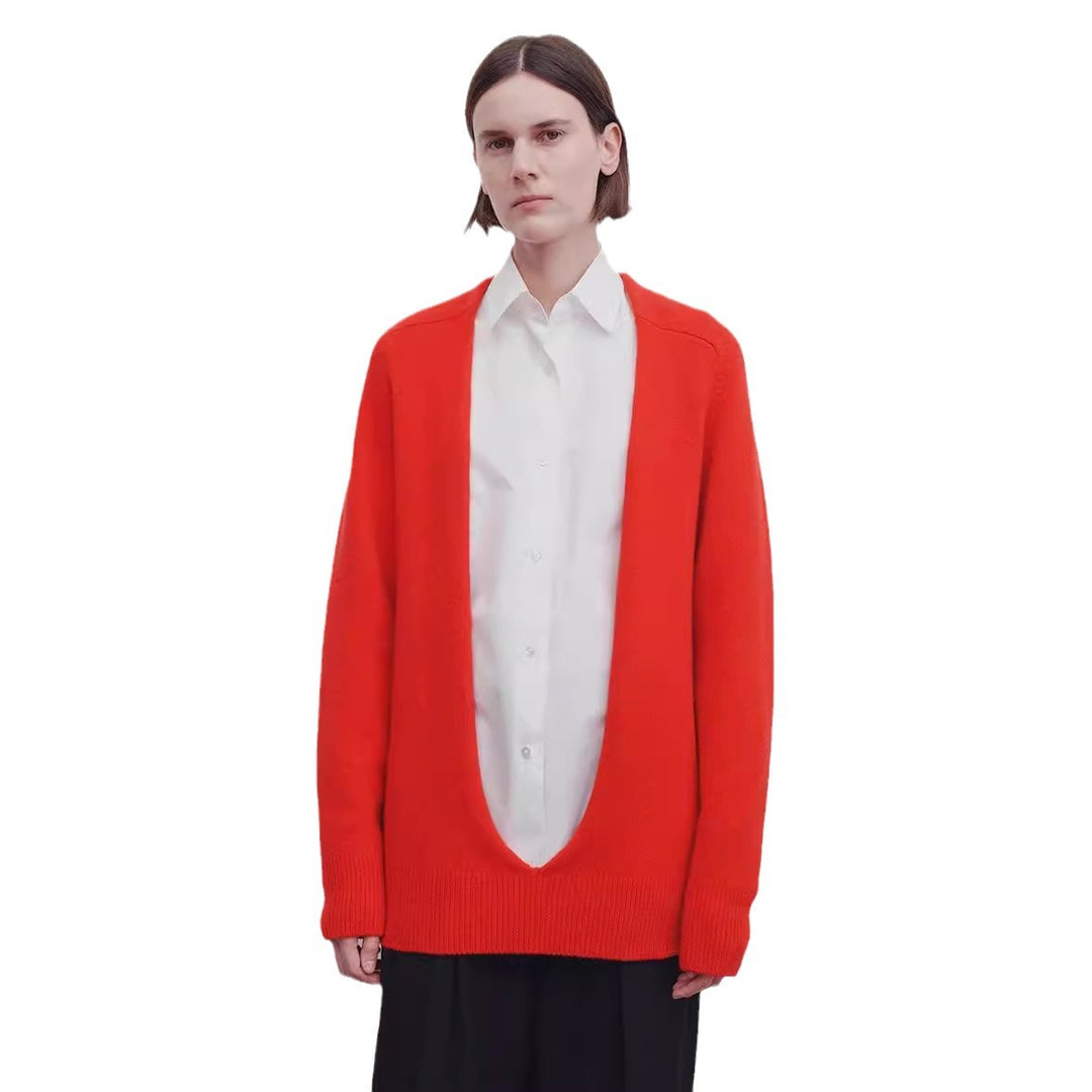 Damen Stylischer Strickcardigan mit tiefem V-Ausschnitt Drune