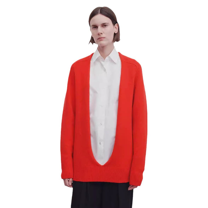 Damen Stylischer Strickcardigan mit tiefem V-Ausschnitt Drune