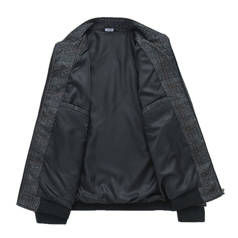 Herren modische Übergangsjacke mit klassischem Karo-Muster und praktischen Reißverschlusstaschen Drune