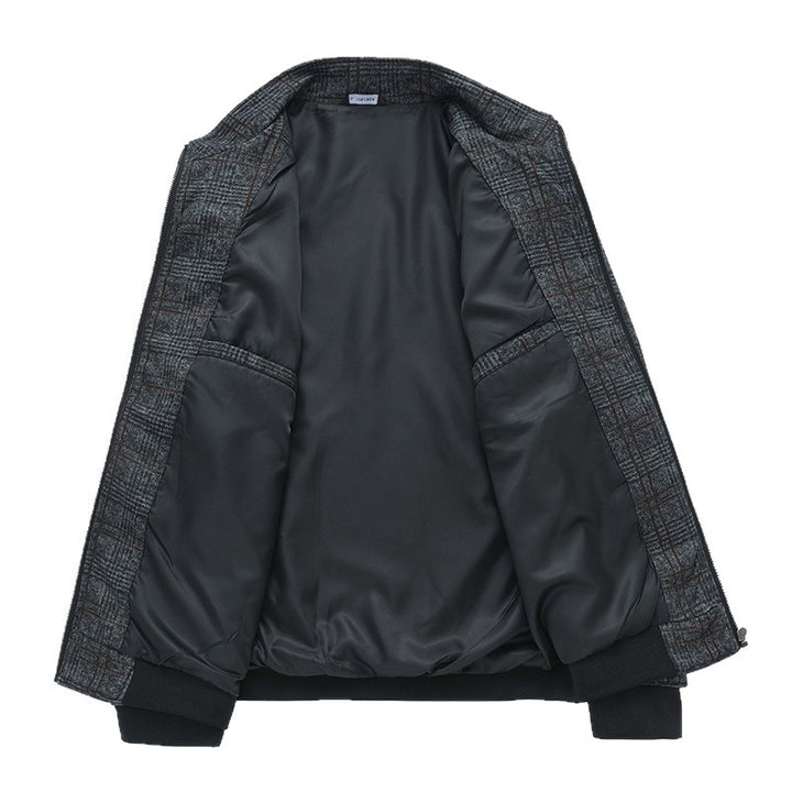 Herren modische Übergangsjacke mit klassischem Karo-Muster und praktischen Reißverschlusstaschen Drune