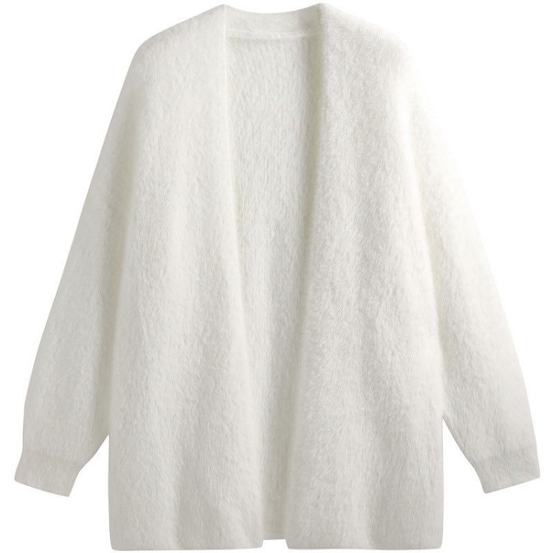 Damen oversized Strickjacke aus weichem Fleece mit offenem Schnitt Drune