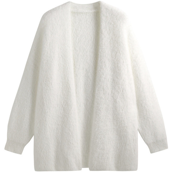 Damen oversized Strickjacke aus weichem Fleece mit offenem Schnitt Drune