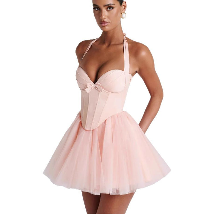Damen Cocktailkleid mit korbartigem Oberteil und schwingendem Tüllrock Drune