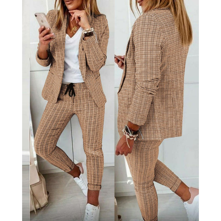 Damen elegantes Karomuster-Anzugset Drune