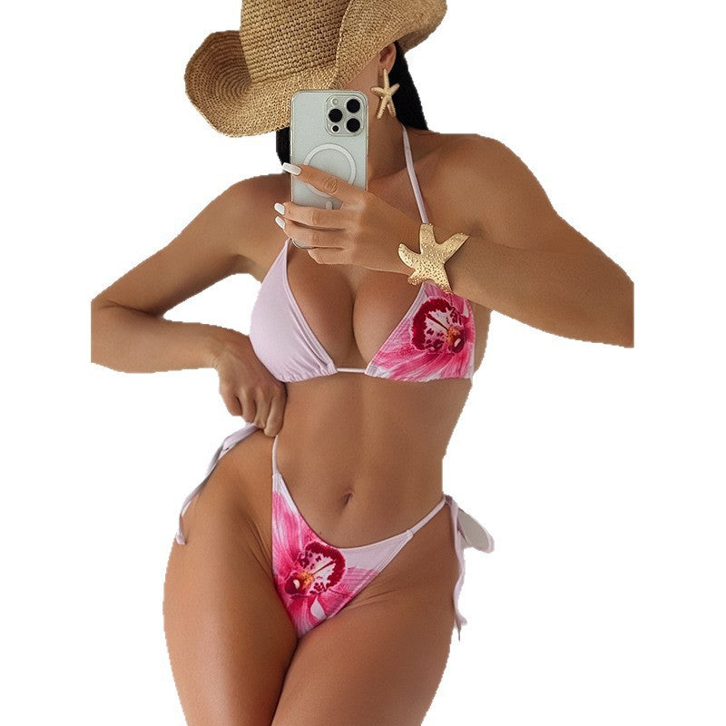 Damen Bikiniset mit floralem Oberteil und hohem Beinausschnitt Drune