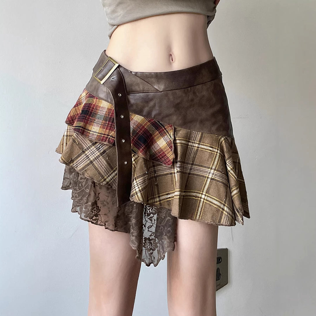 Damen Modischer Wickelrock mit asymmetrischem Schnitt und lässigen Rüschendetails Drune