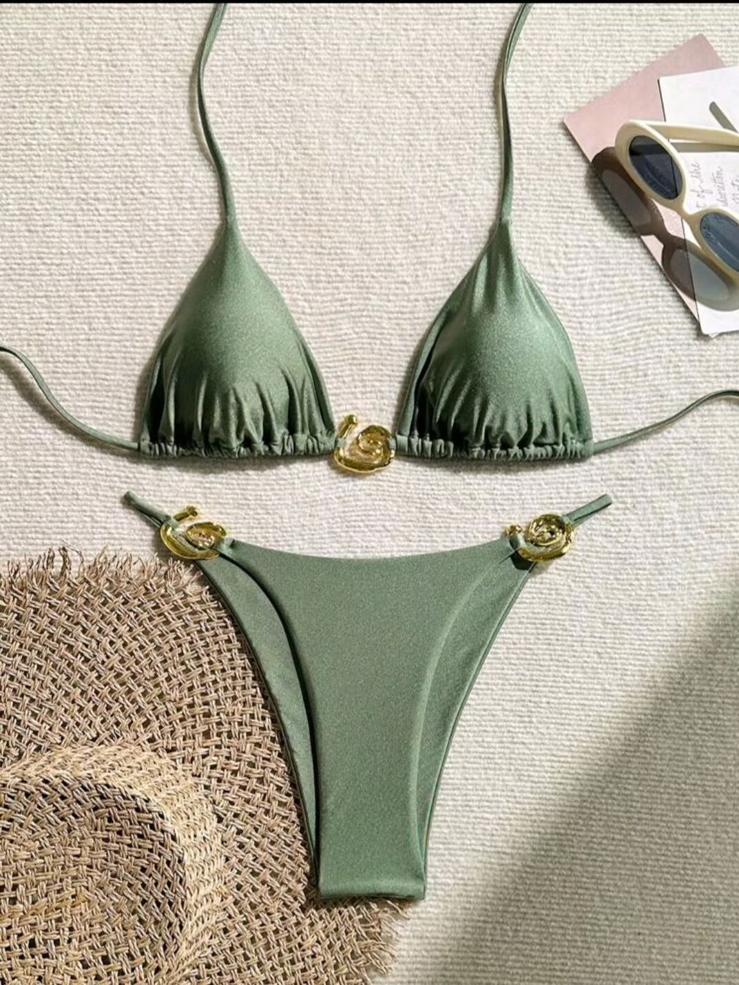 Damen Triangel-Bikini mit raffiniertem Gold-Detail Drune