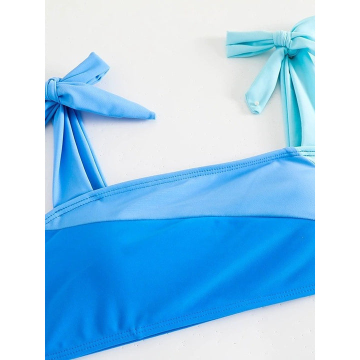 Damen Bikini-Set mit verspielten Schleifen und modernem Farbblockdesign Drune