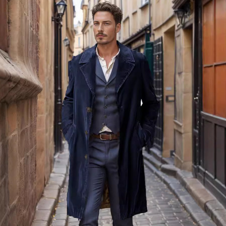 Herren klassischer Langmantel mit edlen Knopfdetails und zeitlosem Schnitt Drune