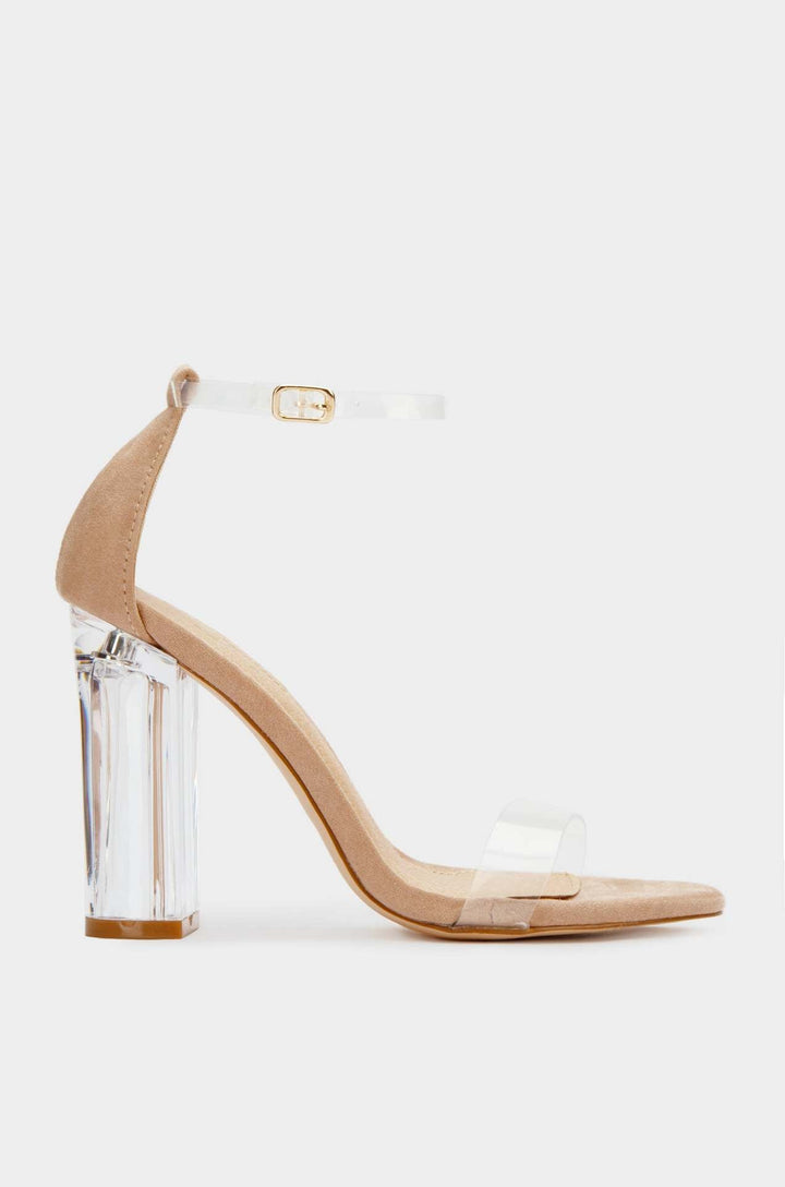 Damen elegante High Heel Sandalen mit transparentem Blockabsatz Drune