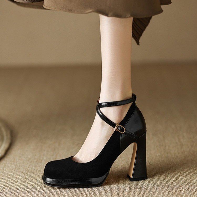 Damen elegante Mary Jane Pumps mit luxuriösem Blockabsatz Drune