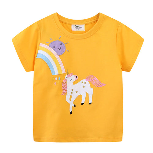 Mädchen T-Shirt mit buntem Einhorn- und Regenbogenmotiv Drune