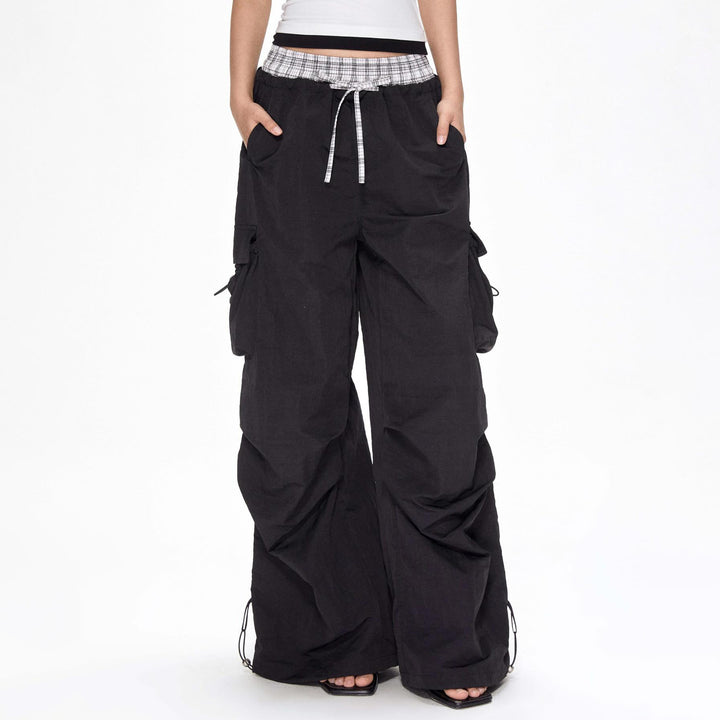 Damen Cargo-Hose mit breitem Bein und verstellbarem Bund Drune