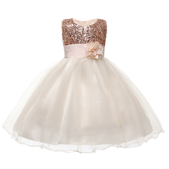 Mädchen Festliches Tüllkleid mit glitzerndem Oberteil und floraler Applikation Drune