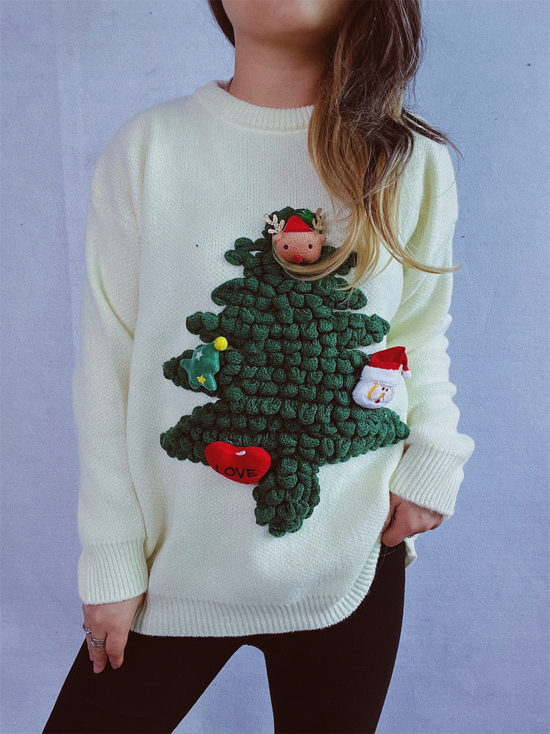 Damen Weihnachts-Pullover mit festlichem 3D-Motiv und weichem Strick Drune
