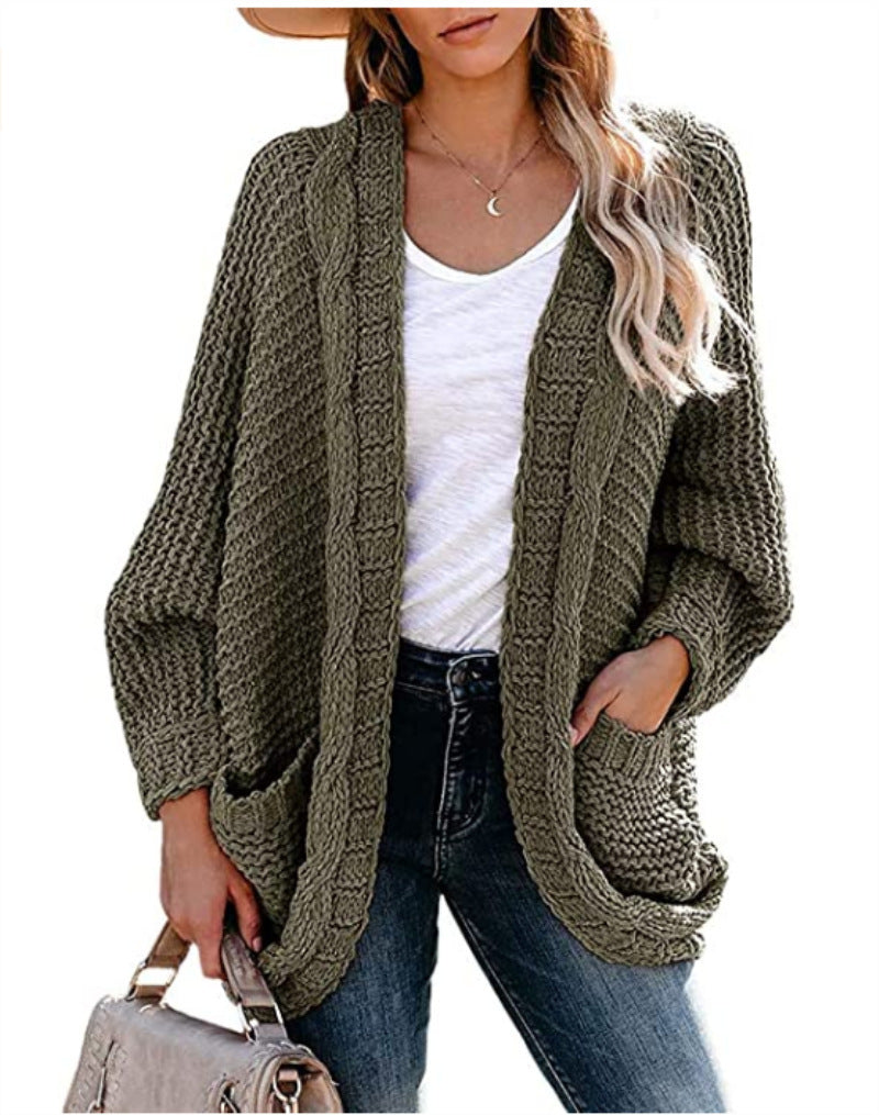 Damen Grobstrickjacke mit offenen Taschen und lässigem Schnitt Drune