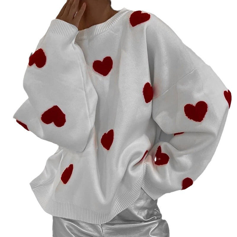 Damen Pullover mit Herzmotiven und lässigem Schnitt Drune