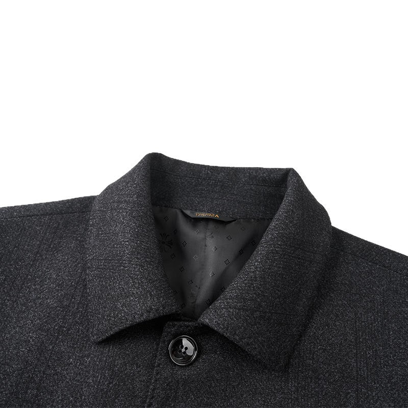 Herren lässiger Wool-Jackett mit knöpfbarem Kragen und praktischen Taschen Drune