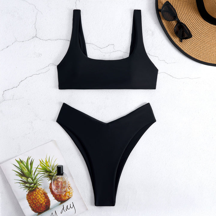 Damen Bikini-Set mit hoch geschnittenem Unterteil und sportlichem Oberteil Drune