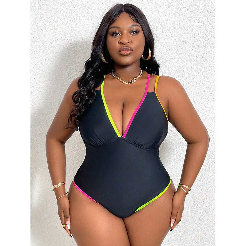 Damen eleganter Einteiler Badeanzug mit kontrastierenden Details Drune