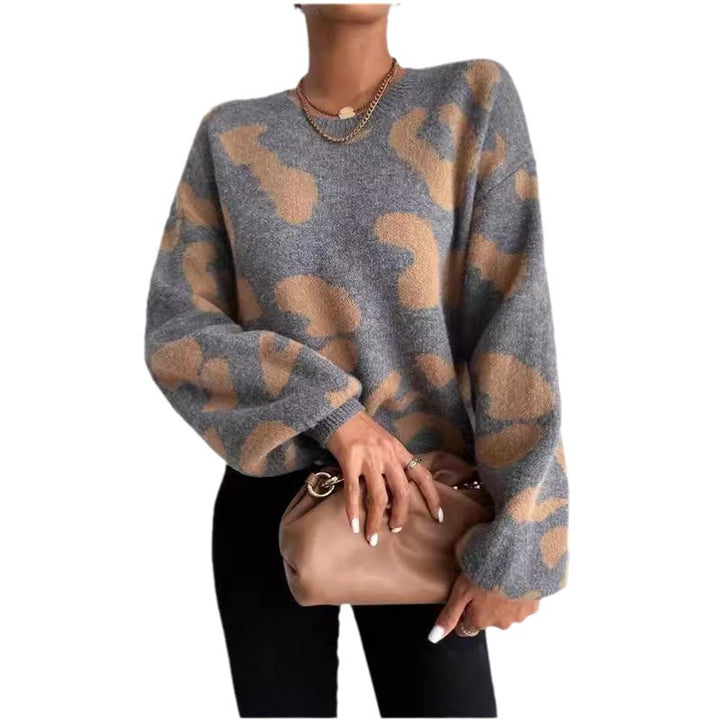 Damen modischer Strickpullover mit trendigem Leo-Design und weitem Schnitt Drune